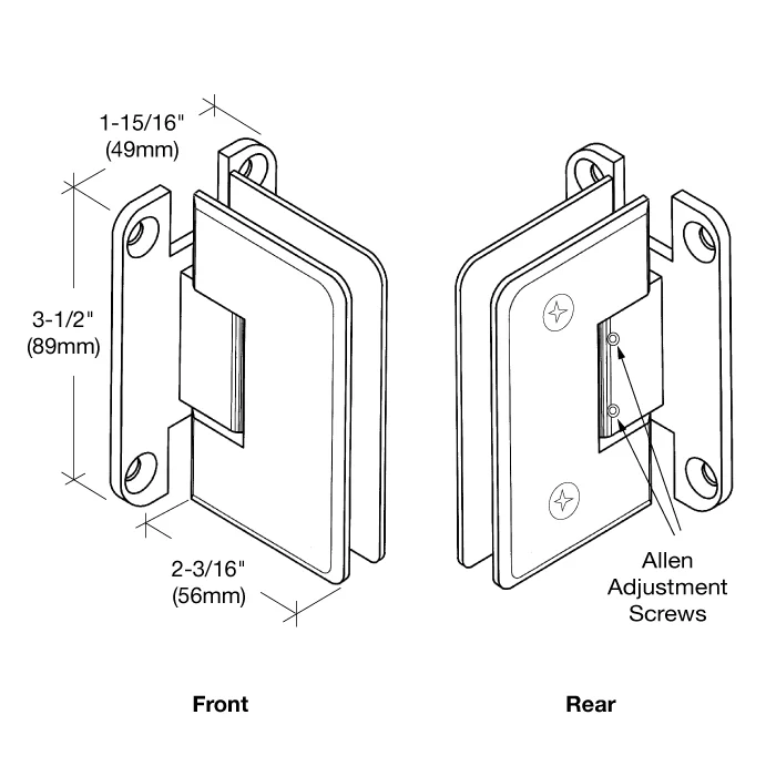 Shower Door Hinge: Pinnacle 337 Adjustable Wall Mount, H Back Plate, Brushed Nickel – CRL P1N337BN, photo 4