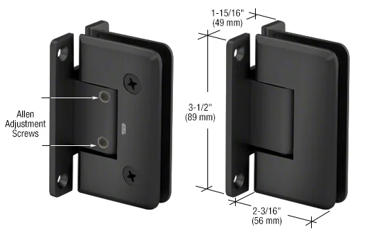 Shower Door Hinge: Pinnacle 337 Adjustable Wall Mount, H Back Plate, Matte Black – CRL P1N337MBL, photo 2