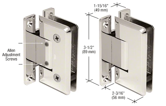 Shower Door Hinge: Pinnacle 337 Adjustable Wall Mount, H Back Plate, Polished Nickel – CRL P1N337PN, photo 2