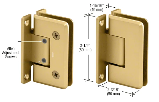 Shower Door Hinge: Pinnacle 337 Adjustable Wall Mount, H Back Plate, Satin Brass – CRL P1N337SB, photo 2
