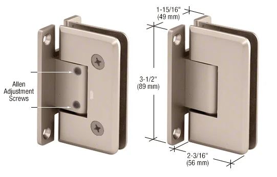 Shower Door Hinge: Pinnacle 337 Adjustable Wall Mount, H Back Plate, Satin Nickel – CRL P1N337SN, photo 2