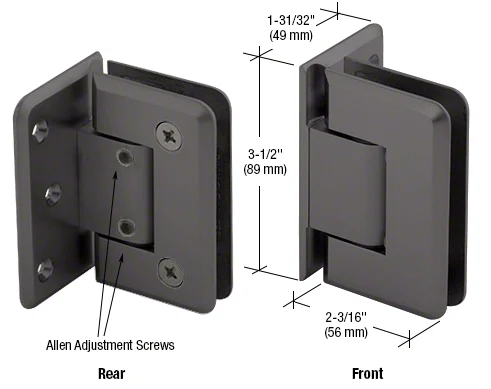 Shower Door Hinge: Pinnacle 344 Adjustable, Offset Back Plate, Oil Rubbed Bronze – CRL P1N3440RB, photo 2