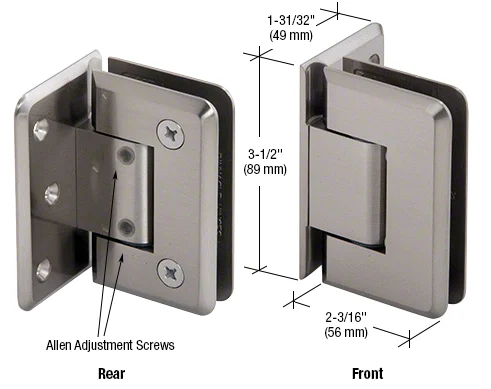 Shower Door Hinge: Pinnacle 344 Adjustable, Offset Back Plate, Brushed Nickel – CRL P1N344BN, photo 2