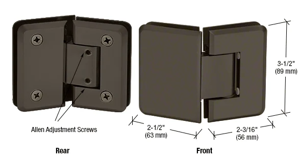 Glass to Glass Shower Door Hinge 135°: Pinnacle 345 Adjustable, Oil Rubbed Bronze – CRL P1N3450RB, photo 2