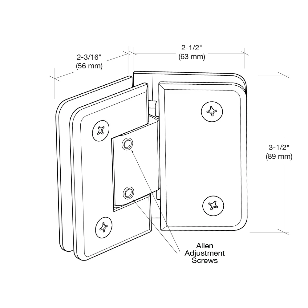 Glass to Glass Shower Door Hinge 135°: Pinnacle 345 Adjustable, Oil Rubbed Bronze – CRL P1N3450RB, photo 4