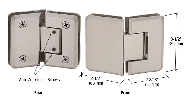 Glass to Glass Shower Door Hinge 135°: Pinnacle 345 Adjustable, Brushed Nickel – CRL P1N345BN, photo 2
