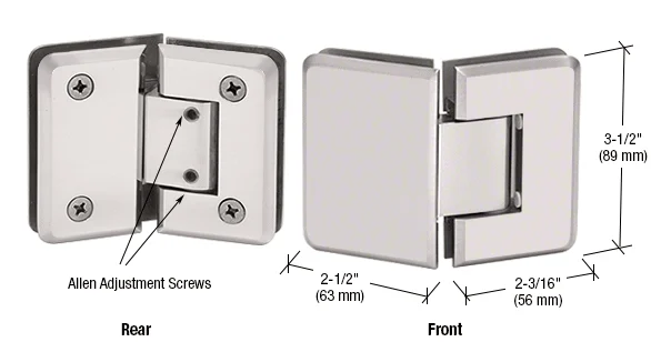 Glass to Glass Shower Door Hinge 135°: Pinnacle 345 Adjustable, Satin Nickel – CRL P1N345SN, photo 2