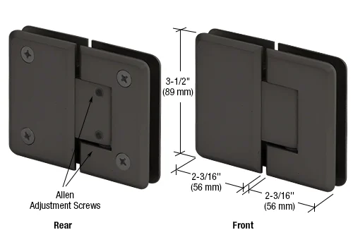 Glass to Glass Shower Door Hinge 180°: Pinnacle 380 Adjustable, Oil Rubbed Bronze – CRL P1N3800RB, photo 2