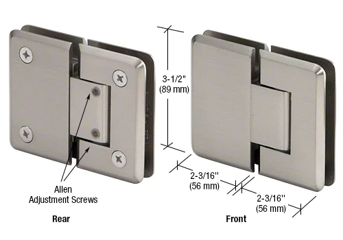 Glass to Glass Shower Door Hinge 180°: Pinnacle 380 Adjustable, Brushed Nickel – CRL P1N380BN, photo 2
