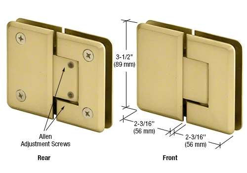 Glass to Glass Shower Door Hinge 180°: Pinnacle 380 Adjustable, Satin Brass – CRL P1N380SB, photo 2