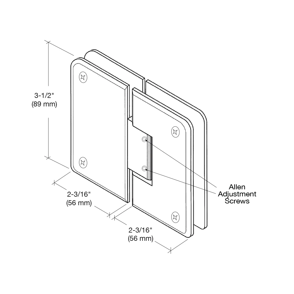 Glass to Glass Shower Door Hinge 180°: Pinnacle 380 Adjustable, Satin Brass – CRL P1N380SB, photo 4