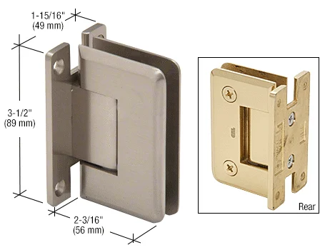Shower Door Hinge: Pinnacle 537 5° Pre-Set Wall Mount, H Back Plate, Brushed Nickel – CRL P1N537BN, photo 2