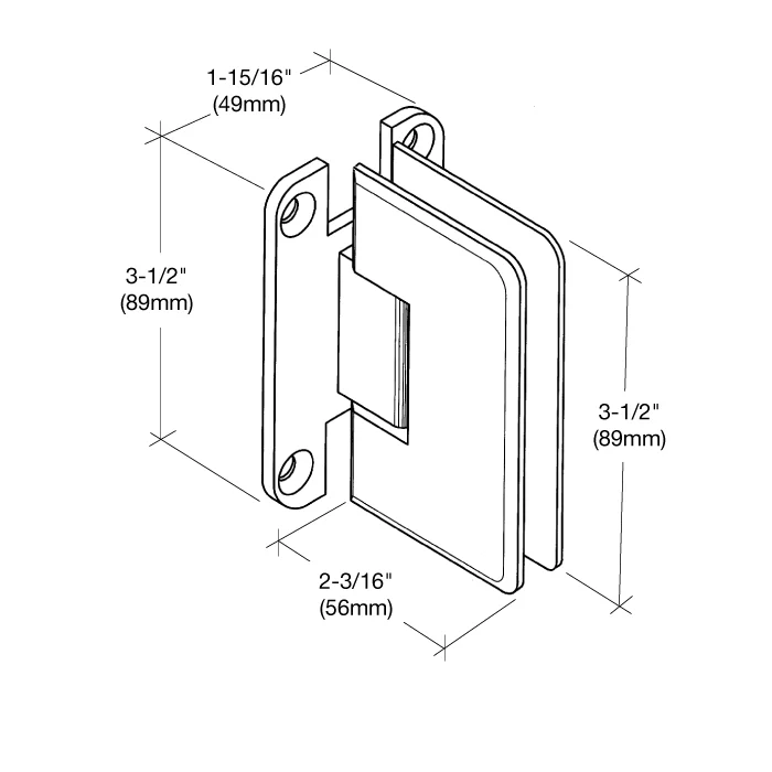 Shower Door Hinge: Pinnacle 537 5° Pre-Set Wall Mount, H Back Plate, Polished Nickel – CRL P1N537PN, photo 4