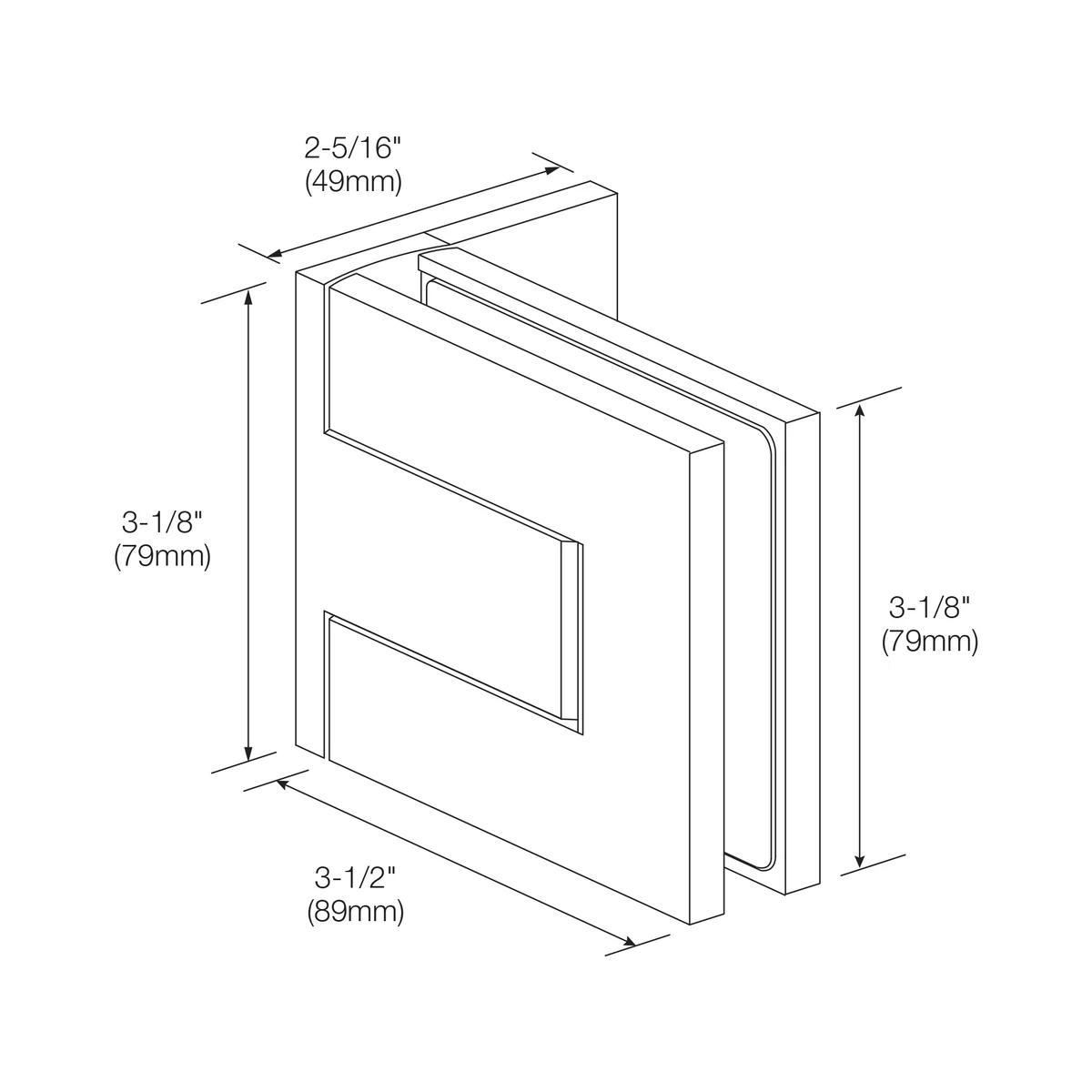 Shower Door Hinge: Palermo 044 Adjustable, Offset Back Plate, Matte Black – CRL PAL044MBL, photo 4