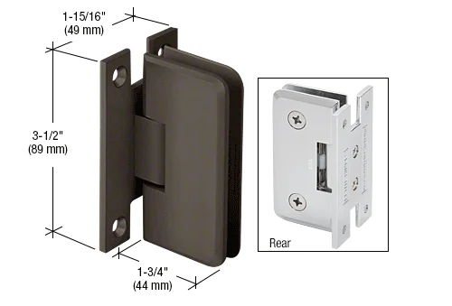 Shower Door Hinge: Petite 037 Wall Mount, H Back Plate, Oil Rubbed Bronze – CRL PET0370RB, photo 2
