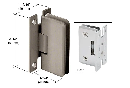 Shower Door Hinge: Petite 037 Wall Mount, H Back Plate, Brushed Nickel – CRL PET037BN, photo 2