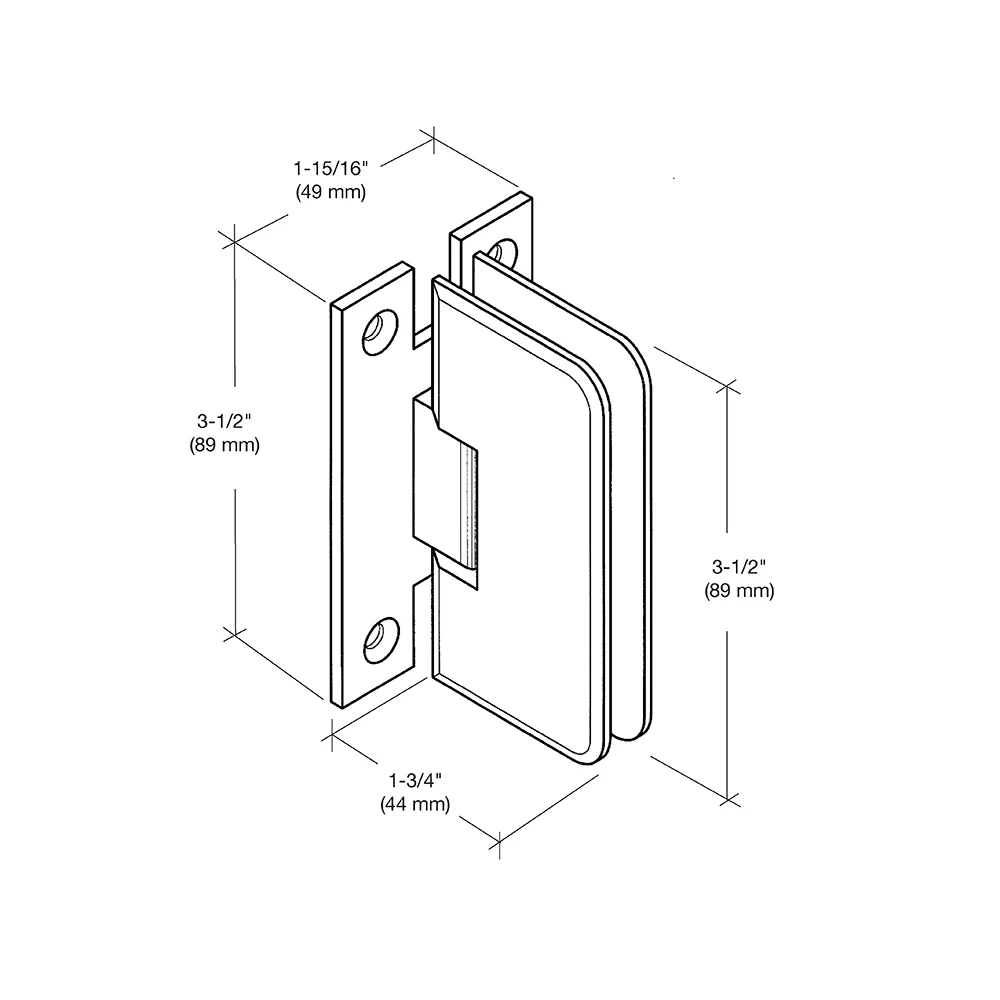 Shower Door Hinge: Petite 037 Wall Mount, H Back Plate, Brushed Nickel – CRL PET037BN, photo 4