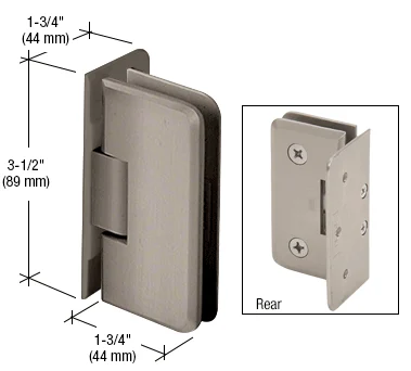 Shower Door Hinge: Petite 044 Wall Mount, Offset Back Plate, Brushed Nickel – CRL PET044BN, photo 2
