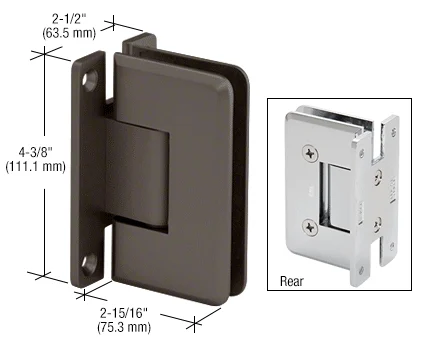 Shower Door Hinge: Plymouth 037 Wall Mount, H Back Plate, Oil Rubbed Bronze – CRL PLY0370RB, photo 2