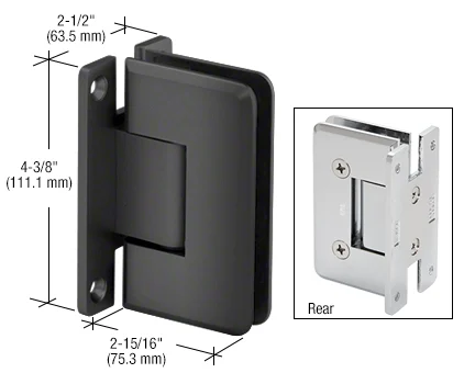 Shower Door Hinge: Plymouth 037 Wall Mount, H Back Plate, Matte Black – CRL PLY037MBL, photo 2