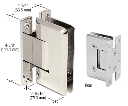 Shower Door Hinge: Plymouth 037 Wall Mount, H Back Plate, Polished Nickel – CRL PLY037PN, photo 2