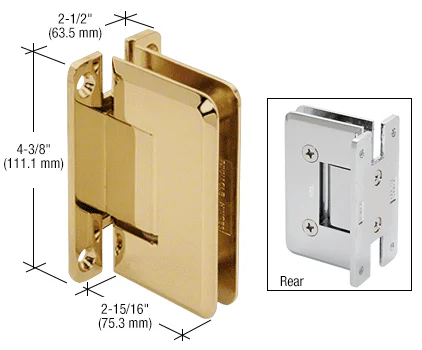Shower Door Hinge: Plymouth 037 Wall Mount, H Back Plate, Unlacquered Brass – CRL PLY037ULBR, photo 2