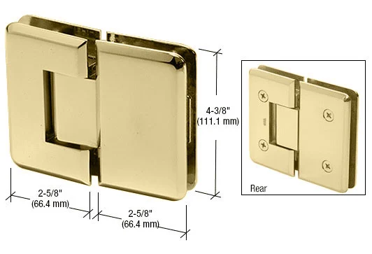 Glass to Glass Shower Door Hinge 180°: Plymouth 180, Unlacquered Brass – CRL PLY180ULBR, photo 2