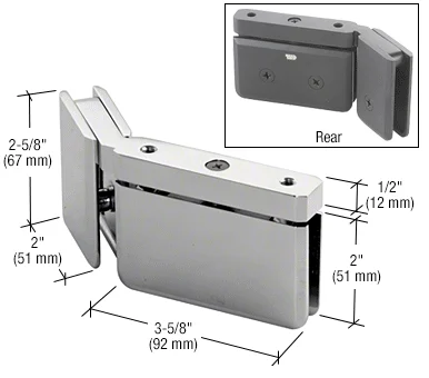 Pivot Shower Door Hinge: Prima Left Hand 135° with U-Clamp, Brushed Nickel – CRL PPH0735LBN, photo 2