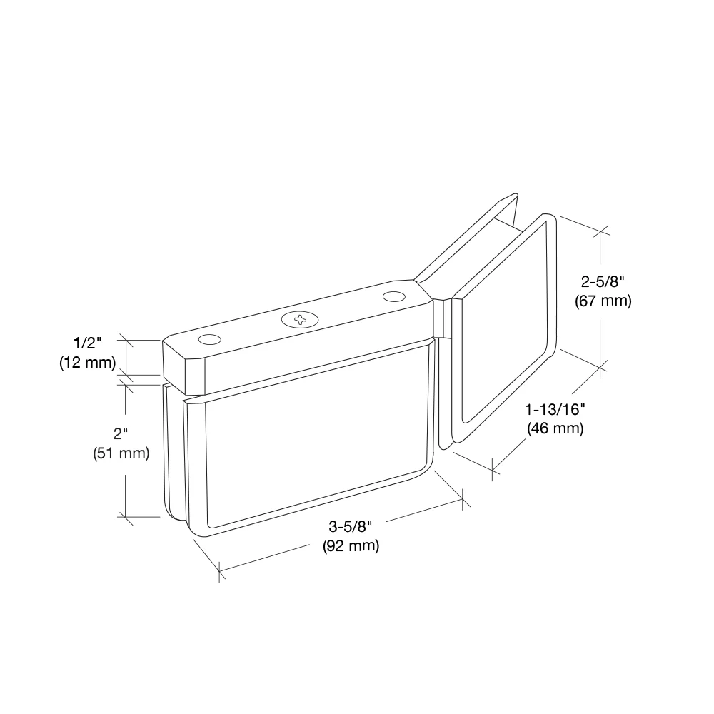 Pivot Shower Door Hinge: Prima Right Hand 135° with U-Clamp, Brushed Nickel – CRL PPH0735RBN, photo 3