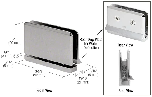 Pivot Shower Door Hinge: Prima with Rear Drip Plate, Brushed Nickel – CRL PPH08BN, photo 2