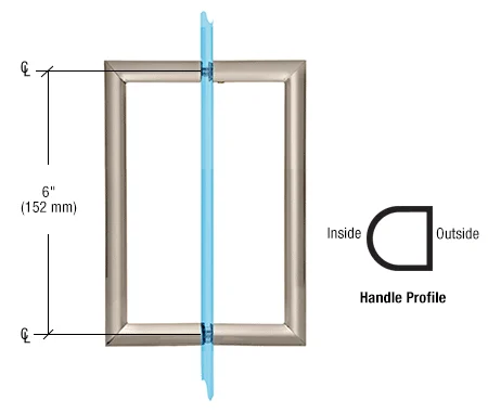 Shower Door 6" RM Series Back-to-Back Pull Handle, Brushed Nickel – CRL RM6X6BN