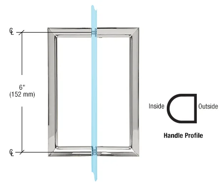 CRL RM6X6CH 6" RM Series Back-to-Back Pull Handle