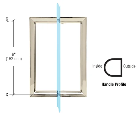 Shower Door 6" RM Series Back-to-Back Pull Handle, Polished Nickel – CRL RM6X6PN