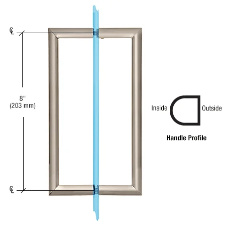 Shower Door 8" Flat-Face Back-to-Back Pull Handle, Brushed Nickel – CRL RM8X8BN, photo 2