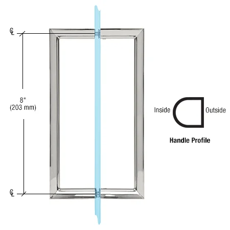 CRL 8" Flat-Face Back-to-Back Pull Handle, Polished Chrome