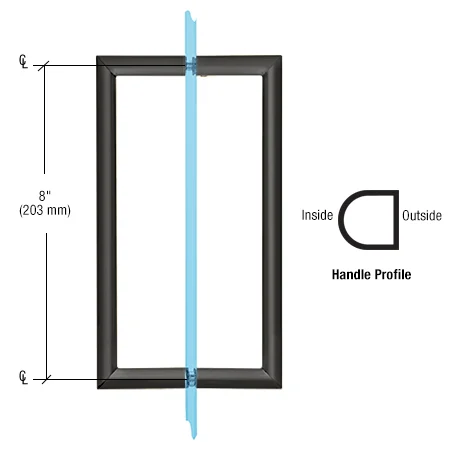 Shower Door 8" Flat-Face Back-to-Back Pull Handle, Matte Black – CRL RM8X8MBL, photo 2