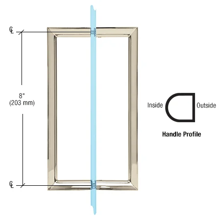 Shower Door 8" Flat-Face Back-to-Back Pull Handle, Polished Nickel – CRL RM8X8PN, photo 2