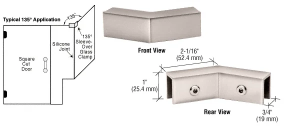 Shower Glass 135° "Sleeve Over" Glass Clamp, Polished Nickel – CRL S0GC135PN, photo 2