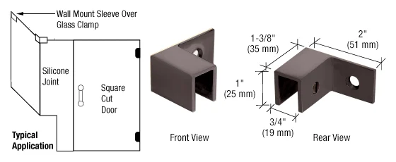 Shower Glass Left Hand "Sleeve Over" Wall Mount Glass Clamp, Oil Rubbed Bronze – CRL S0GC37L0RB, photo 2