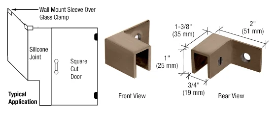 Shower Glass Left Hand "Sleeve Over" Wall Mount Glass Clamp, Brushed Bronze – CRL S0GC37LBBRZ