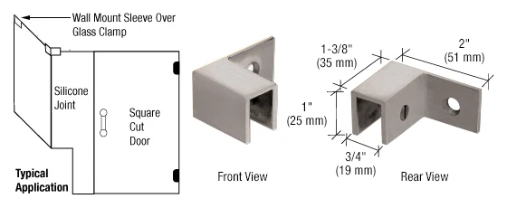 Shower Glass Left Hand "Sleeve Over" Wall Mount Glass Clamp, Brushed Nickel – CRL S0GC37LBN
