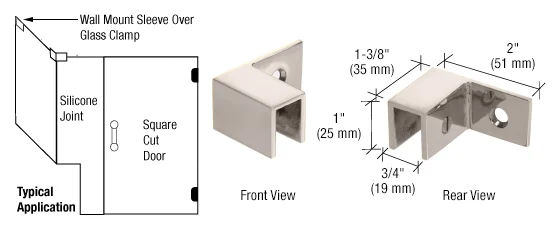 Shower Glass Left Hand "Sleeve Over" Wall Mount Glass Clamp, Polished Nickel – CRL S0GC37LPN