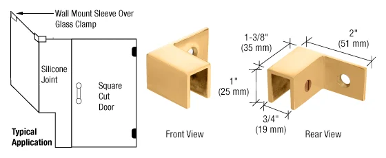 Shower Glass Left Hand "Sleeve Over" Wall Mount Glass Clamp, Satin Brass – CRL S0GC37LSB