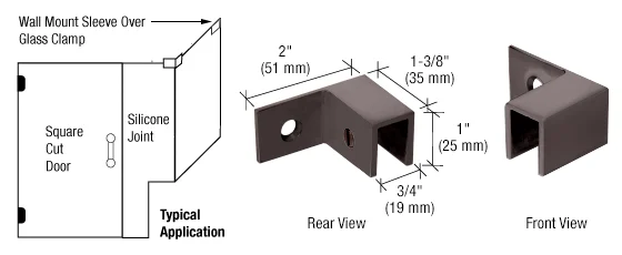Shower Glass Right Hand "Sleeve Over" Wall Mount Glass Clamp, Oil Rubbed Bronze – CRL S0GC37R0RB, photo 2