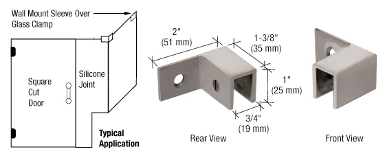 Shower Glass Right Hand "Sleeve Over" Wall Mount Glass Clamp, Brushed Nickel – CRL S0GC37RBN