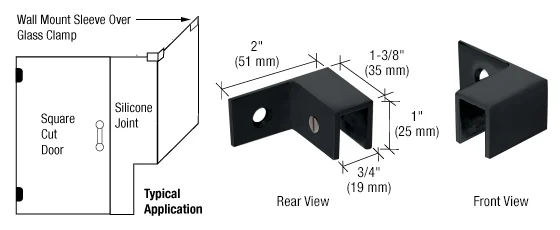 Shower Glass Right Hand "Sleeve Over" Wall Mount Glass Clamp, Matte Black – CRL S0GC37RMBL