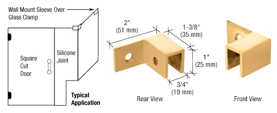 Shower Glass Right Hand "Sleeve Over" Wall Mount Glass Clamp, Satin Brass – CRL S0GC37RSB