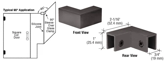 Shower Glass 90° "Sleeve Over" Glass Clamp, Oil Rubbed Bronze – CRL S0GC900RB