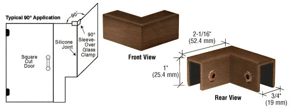 Shower Glass 90° "Sleeve Over" Glass Clamp, Brushed Bronze – CRL S0GC90BBRZ