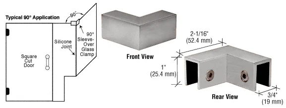 Shower Glass 90° "Sleeve Over" Glass Clamp, Brushed Nickel – CRL S0GC90BN